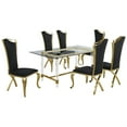 thumbnail image 1 of 7pc. 68" x 40" Glass Dining Set with 6 Chairs and Gold Stainless Steel, 1 of 5