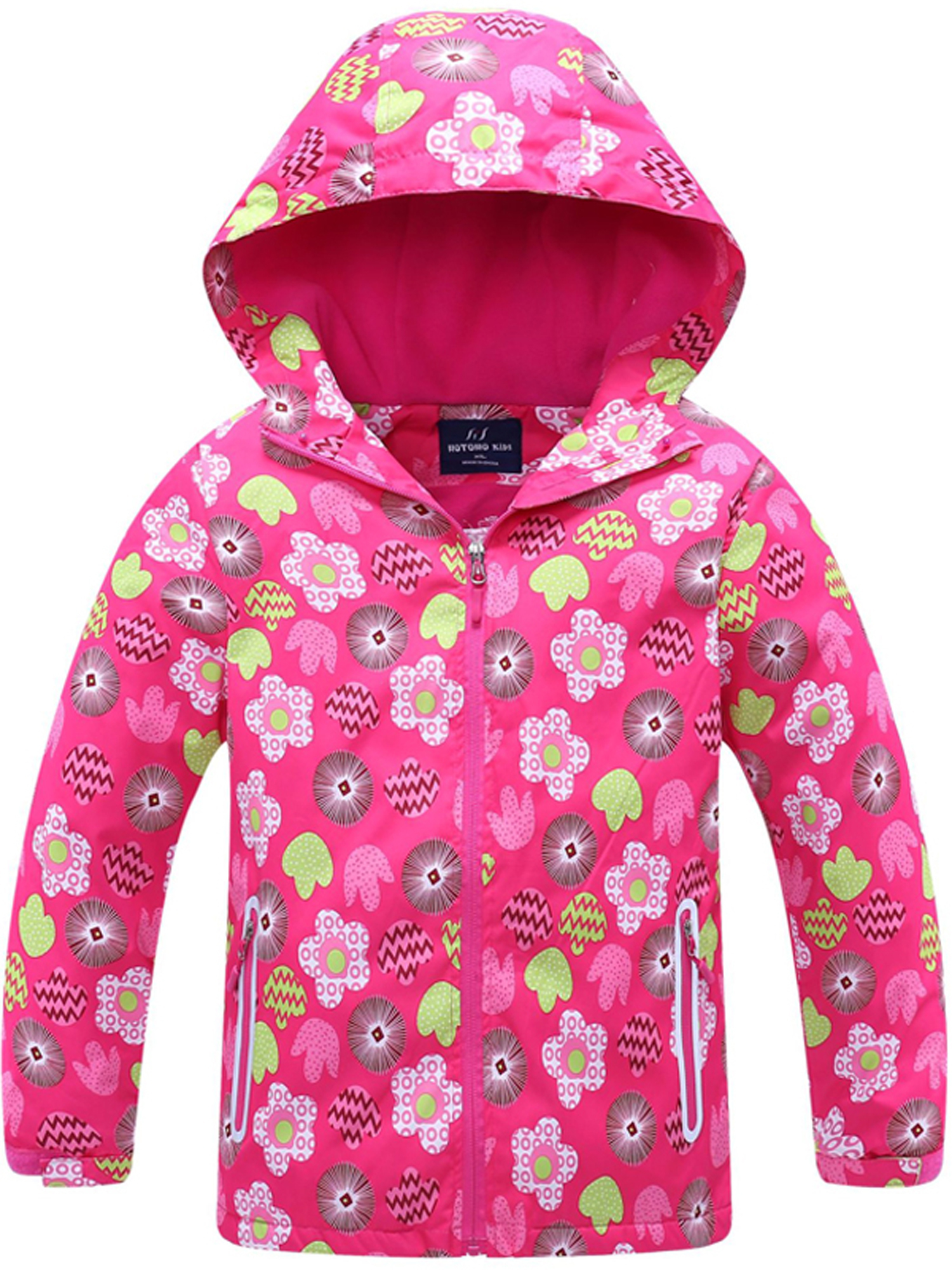 Kids Girl Waterproof Windproof Hooded Jacket Rain Fleece Lined Coat