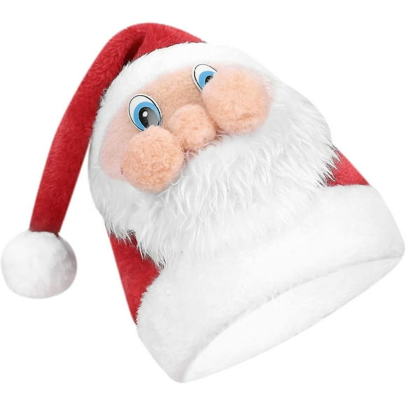 Hongchun Chapeau de Noël Chapeau de Père Noël Visage Chapeau de Noël Chapeau de Vacances Épais Bandeau Père Noël