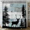 thumbnail image 4 of Rustic Forest Deer Shower Curtain Cabin Farmhouse Country Lodge Bathroom Decor Polyester Fabric Bath Curtain Set with Hooks 72x84 Inches, 4 of 6