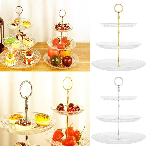 Iumwxz Kitchen Gadgets 3-Tier Cupcake Stand Cake Dessert Wedding Event Party Display Tower New Kitchen Utensil Set Gold Plastic Rollbacks on Essentials