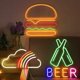 thumbnail image 3 of 1 pieza de letrero de neón con forma de hamburguesa, luz decorativa para pared, luz fría, letrero de neón USB para fiesta, bar, club, cumpleaños, 35 x 35 cm, 3 of 5