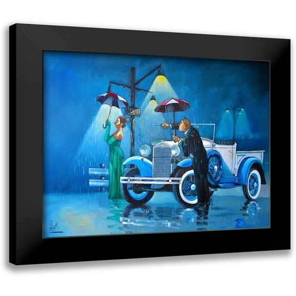 West, Ronald 14x12 Black Modern Framed Museum Art Print Titled - Late for the Ball