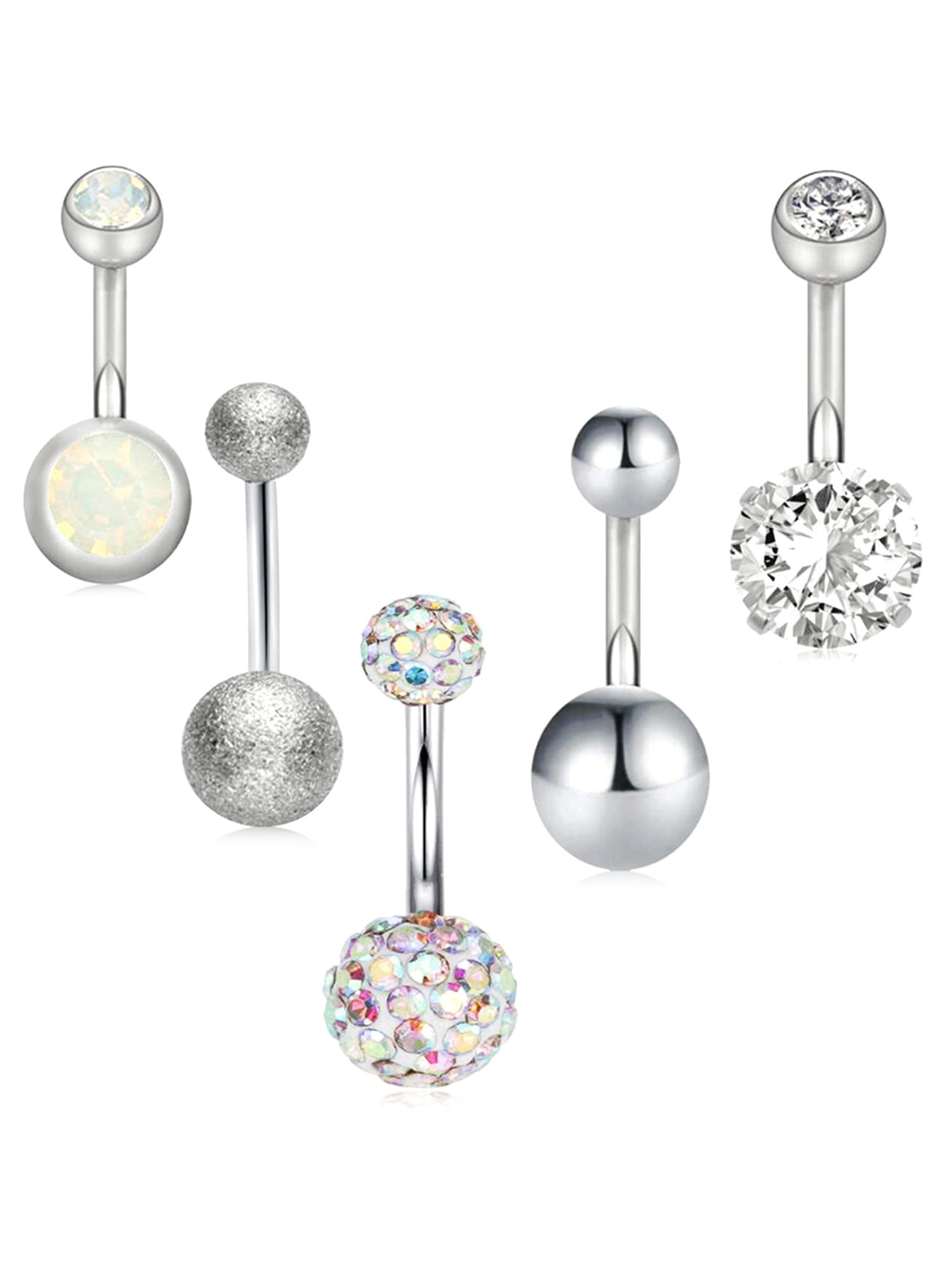 Lot 5pcs 14g Mix Color Belly Button Navel Rings Stainless Barbell Wholesale