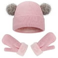 thumbnail image 5 of SGFCWSX Kids Winter Hat Scarf Mittens Set Boys and Girls Fleece Lined Knit Gloves Child Beanie Warm Caps 3 Piece Sets Pink Size 6-13 Years, 5 of 5