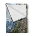 thumbnail image 2 of Landscape Soft Flannel Fleece Blanket, Dock on the Lake with Small Shed Alpine Mountains Germany European Nature Photo, Cozy Plush for Indoor and Outdoor Use, 70" x 90", Multicolor, by Ambesonne, 2 of 5