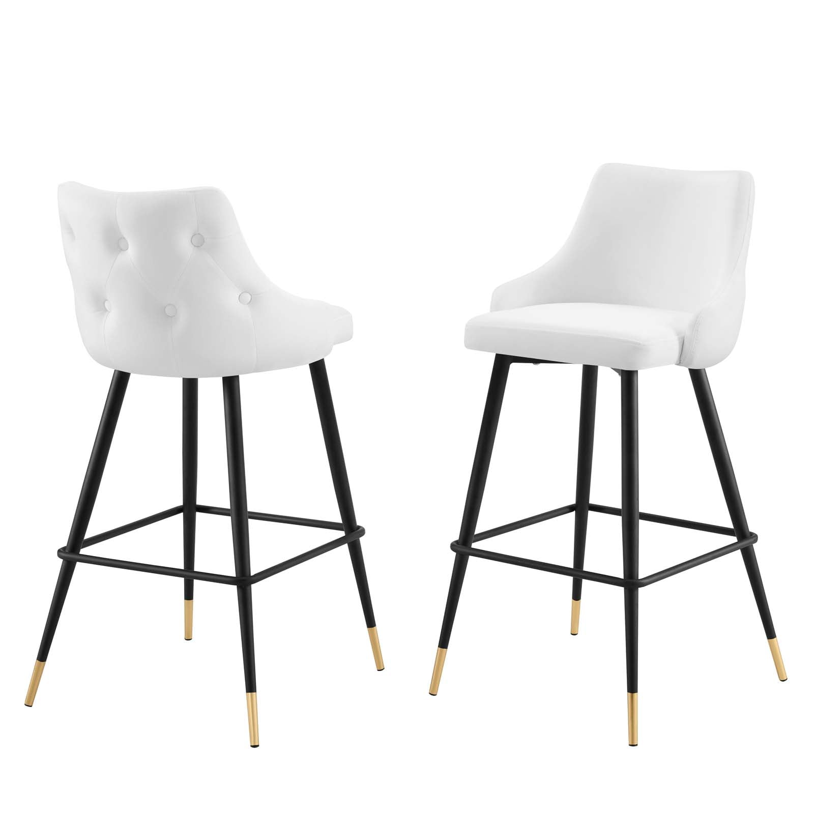 Bar Stool Chair Barstool, Set of 2, Velvet, White, Modern Contemporary