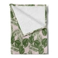 thumbnail image 2 of Tropical Soft Flannel Fleece Blanket, Monstera Leaf Illustration with Palm Tree Foliage Exotic Jungle Composition, Cozy Plush for Indoor and Outdoor Use, 60" x 80", Green Baby Pink, by Ambesonne, 2 of 5