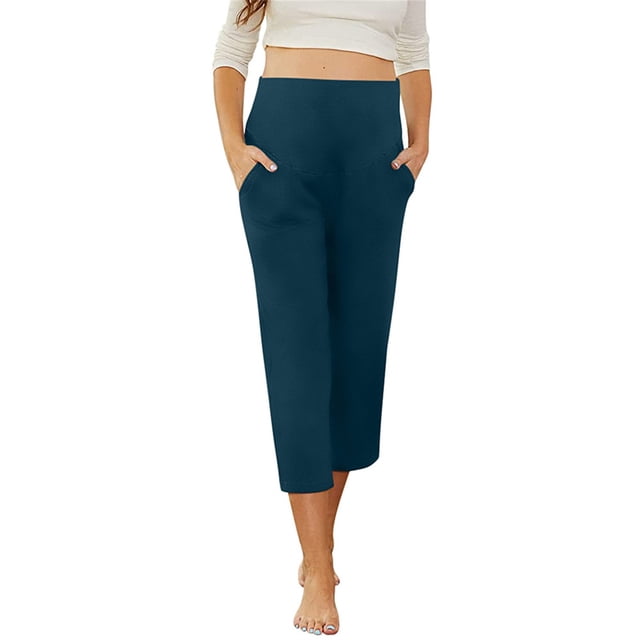Birdeem Spring and Summer New Pregnant Womanthin Solid Mother Casual Comfortable Elastic Capris Pants