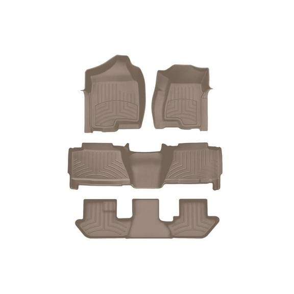 WeatherTech FloorLiner HP Custom Fit Floor Mats compatible with Escalade ESV, Suburban, Yukon XL - Complete Set (1st, 2nd, & 3rd Row), Tan