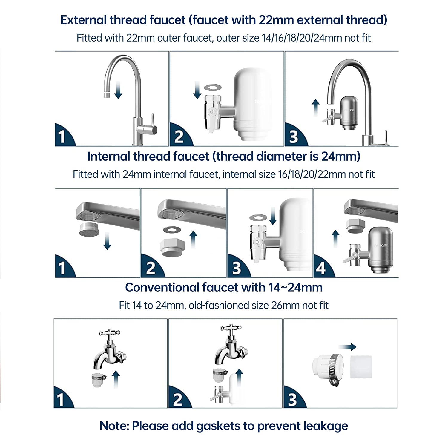 Vortopt T2 Faucet Water Filter, Stainless Steel photo 8