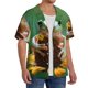 thumbnail image 2 of Balery Tree Frog Sitting On Sunflowes Camisa Casual de Manga Corta con Botones para Hombre, Texturizada, Estilo Cubano, para Playa, Verano-XX-Large, 2 of 5