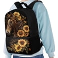 thumbnail image 3 of Uorisanigo School Backpack Sunflower Horse Childrens Backpacks with Padded Straps 17 Inch Kids Backpack Preschool Elementary Kindergarten Back to School Bag Large Capacity, 3 of 6