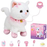 Kids' Touch & Voice Controlled Walking Cat Toy - Lifelike, Meows, Wags Tail, Ages 3-7