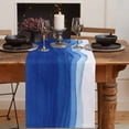 thumbnail image 2 of Table Runner Dresser Scarves 72 Inch Long, Watercolor Blue and White Gradient Linen Dining Table Runners Modern Ocean Art Tabletop Scarf for Wedding Holiday Party Kitchen, 2 of 7