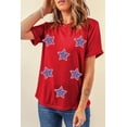 thumbnail image 6 of Women's Red July 4th Sequin Star Graphic T-Shirt for Independence Day | [ZhiHiMeRi] | (US 20-22)2XL, 6 of 6
