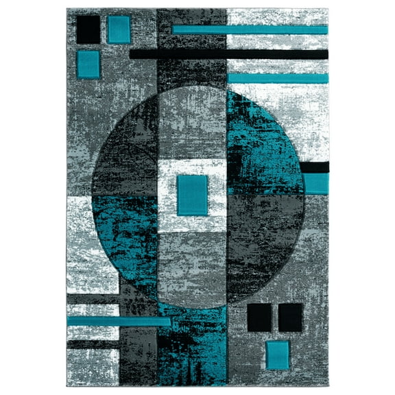 United Weavers Bristol Area Rug 2050 10169 Epsilon Turquoise Lined Boxes 7' 10" x 10' 6" Rectangle