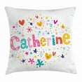 thumbnail image 1 of Catherine Throw Pillow Cushion Cover, Colorful Alphabet Design Ornate Lettering Nursery Themed Arrangement Dots Pattern, Decorative Square Accent Pillow Case, 24 X 24 Inches, Multicolor, by Ambesonne, 1 of 2
