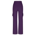 thumbnail image 4 of 2026 Wide Leg Cargo Pants Women High Waisted Bootcut Yoga Pants with Pockets Casual Plus Size Strethcy Flare Leggings Purple 2XL, 4 of 7