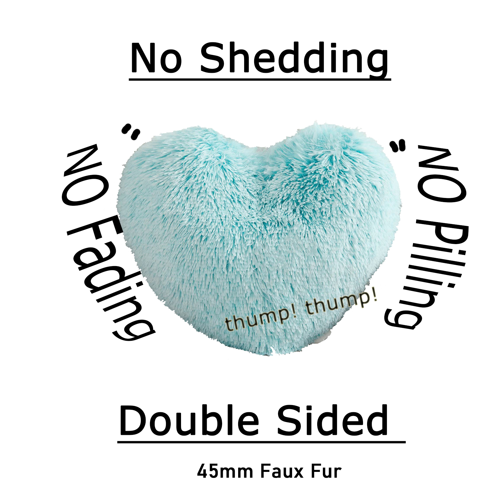 MorroMorn Fluffy Heart Throw Pillows, Shaggy Decorative Pillow for Sofa Couch Bed, Cute Room Decor Gifts for Women Girls Kids - Decorations for Valentines Day Mothers Day Christmas (Aqua)