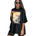 thumbnail image 3 of Plus Size Shirt for Women Black Tops for Women Short Sleeves Shirt for Women Landscape4 T Shirt Crewneck Shirt for Women XL, 3 of 5