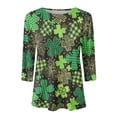 thumbnail image 4 of lcziwo Haut à Manches 3/4 Imprimé pour la Saint-Patrick pour Femmes, T-Shirt Trèfle Chanceux Manches 3/4 Col Rond Mode, S-2TG m, 4 of 4