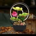 thumbnail image 3 of YOPTOP Tabletop Fountain 3-Tiers Lotus Leaf Small Waterfall Fountains Indoor Water Fountain with Rocks and LED Ring Lights Desktop Fountains for Meditation Relaxation, 3 of 8