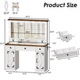 thumbnail image 3 of PAKASEPT Farmhouse White Makeup Vanity Desk with Mirror and Lights, Glass Tabletop Vanity Desk with Drawers, Charging Station, Cabinet, Makeup Vanity Table with Storage Bench for Bedroom, 3 of 12
