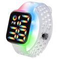 thumbnail image 1 of Muyoka Reloj electr贸nico Reloj digital simple a prueba de agua con pantalla grande y fuente de arco iris grande Luz LED colorida Reloj deportivo cuadrado para ni帽as Ni帽os Mujer Ejercicio Estudio Trab, 1 of 7
