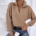 thumbnail image 2 of IROINNID Womens Sweater V-Neck Pullover Sweater Solid Color Leisure Mid-Length Long Sleeve Autumn and Winter Suit Collar Knit Sweater Lantern Sweater, 2 of 7