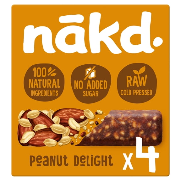 Nakd Peanut Delight Raw Fruit & Nut Bar 4x35g, Imported from Britain