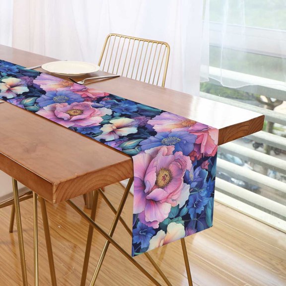 Yayeee Table Runner 70 inches Long for Home Kitchen Rectangle Dining Table Holiday Party Decoration, Colorful Art Flowers