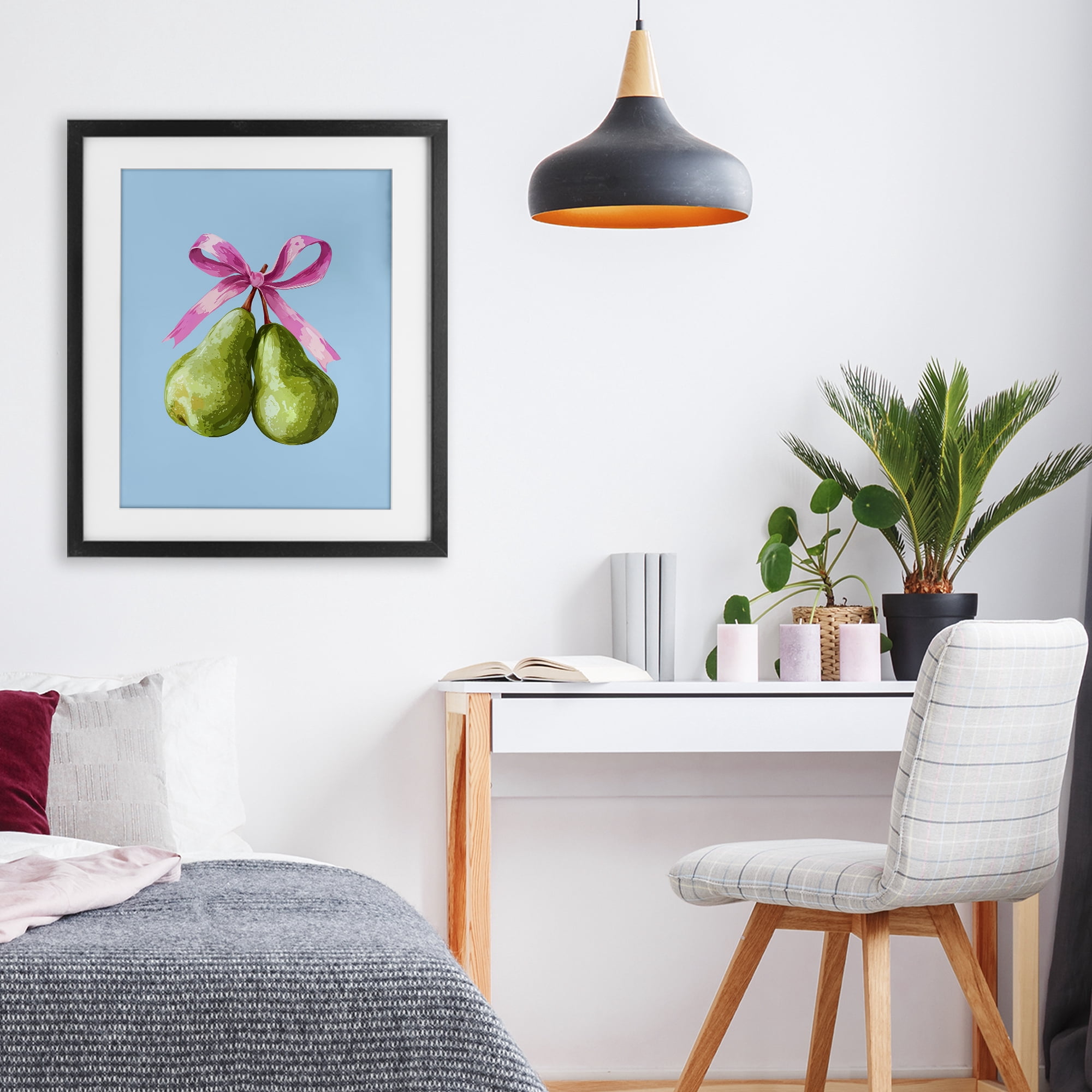 Stupell Industries Twin Pears with Ribbon Black Framed Print Under Glass, design by Imagine It Images