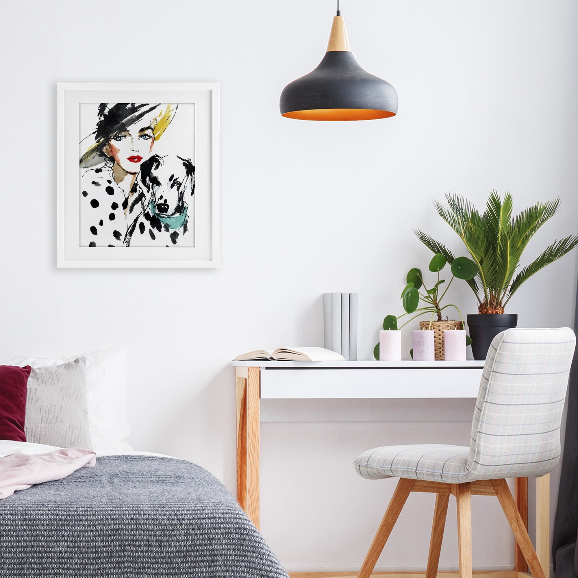 Stupell Industries Trendy Dalmatian Muse White Framed Print Under Glass, design by Svetlana Aleynikova