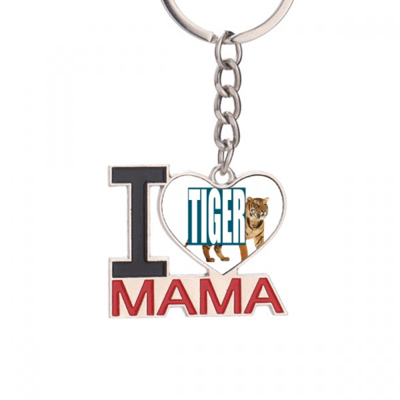 Cats Tigers Ferocious Art Deco  Fashion Keychain Metal Keyring Holder Love MAMA Mother