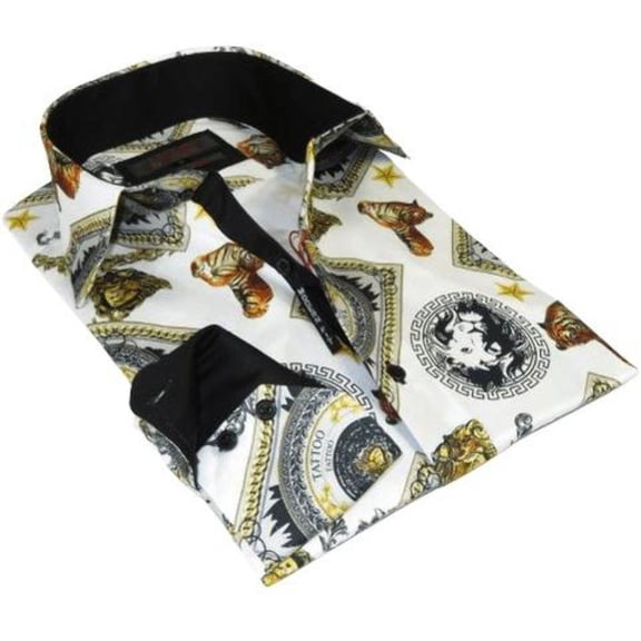 Mens Sports Dress Shirts By AXXESS From Turkey 100% Egyptian Cotton 622-12 White