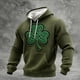 thumbnail image 1 of Ceisia Men's St. Patrick's Day EKG Four-Leaf Clover Hoodie | Waffle Knit Slim Long-Sleeve Casual Sweatshirt Gift, 1 of 3