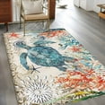 thumbnail image 4 of 4x6 Area Rugs, Sea Turtle Coastal Non-Skid Rubber Backing Large Rectangle Rugs - Living Room Bedroom Home Office, Vintage Beach Coral Starfish Nautical Indoor Floor Mat Carpets Washable Rug, 4 of 9