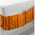 thumbnail image 2 of Orange Bed Skirt, Vertically Stripes Pattern with Flowers Swirled Leaves and Dots Design, Elastic Bedskirt Dust Ruffle Wrap Around for Bedding Decor, 4 Sizes, Orange Yellow, by Ambesonne, 2 of 2