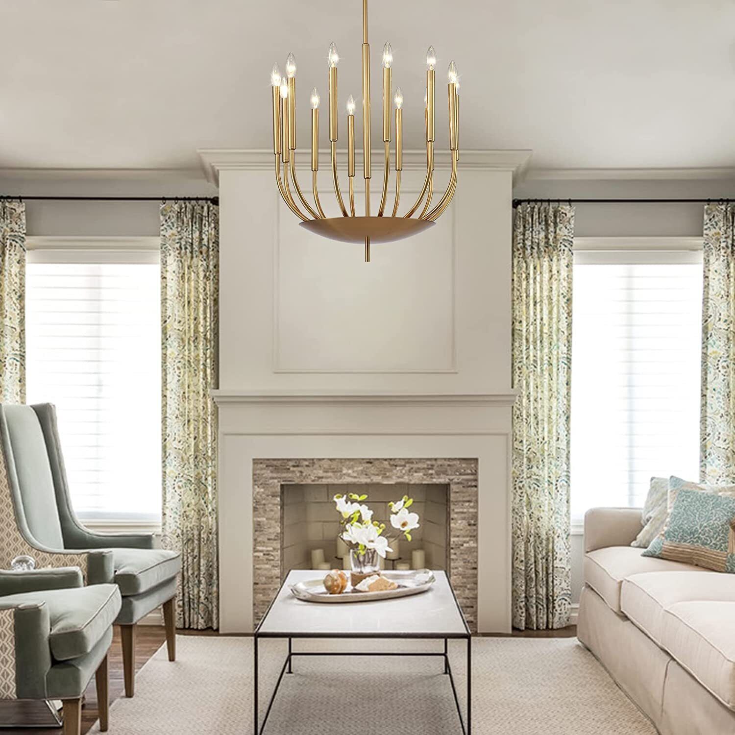 Gold Candle Chandelier Mid Century Pendant Light Lamp Ceiling Lighting