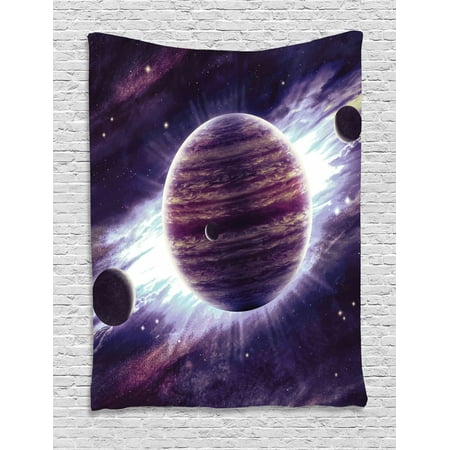 Galaxy Tapestry Outer Space Theme Planets Saturn Mars Neptune Science Fiction Solar Scene Artprint Wall Hanging For Bedroom Living Room Dorm Decor