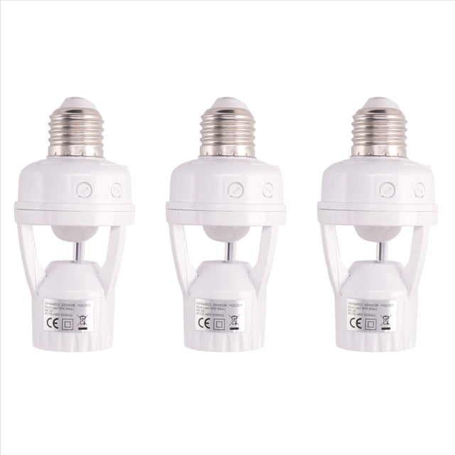 3X E27 LED 220V Tornillo Portalámparas LED PIR Sensor de Movimiento Infrarrojo Lámpara con Enchufe de Interruptor Identificar Sensor de Movimiento E27
