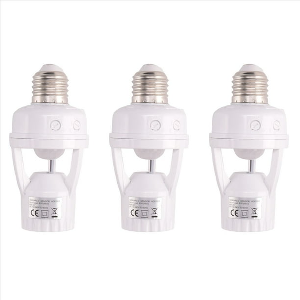 3X E27 LED 220V Tornillo Portalámparas LED PIR Sensor de Movimiento Infrarrojo Lámpara con Enchufe de Interruptor Identificar Sensor de Movimiento E27