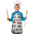 thumbnail image 2 of White Christmas Car and Camper Pattern Kids Aprons for Girls and Boys,Adjustable Neck Strap Toddler Aprons for Kids Cooking Baking, 2 of 7