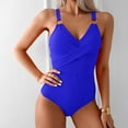 thumbnail image 4 of COMVALUE Womens One Piece Swimsuit Metal Modest Tummy Control Bathing Suit Slimming Full Coverage Mesh Swim Suits (Blue, M), 4 of 5