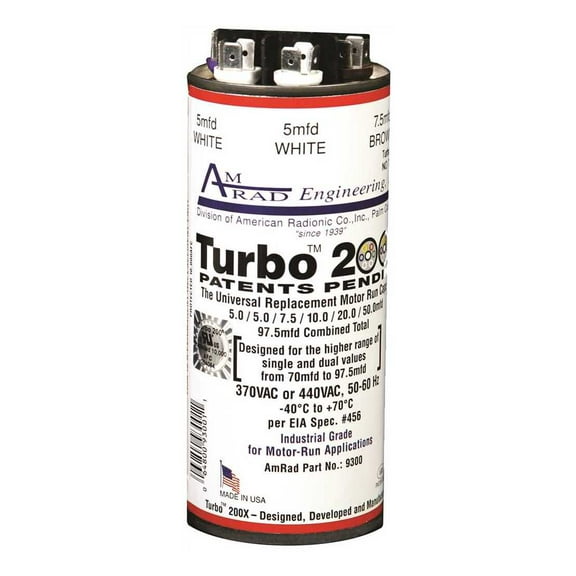 Amrad Engineering 951800 70-97.5 MFD Turbo 200 x Capacitor, 370 & 440 VAC