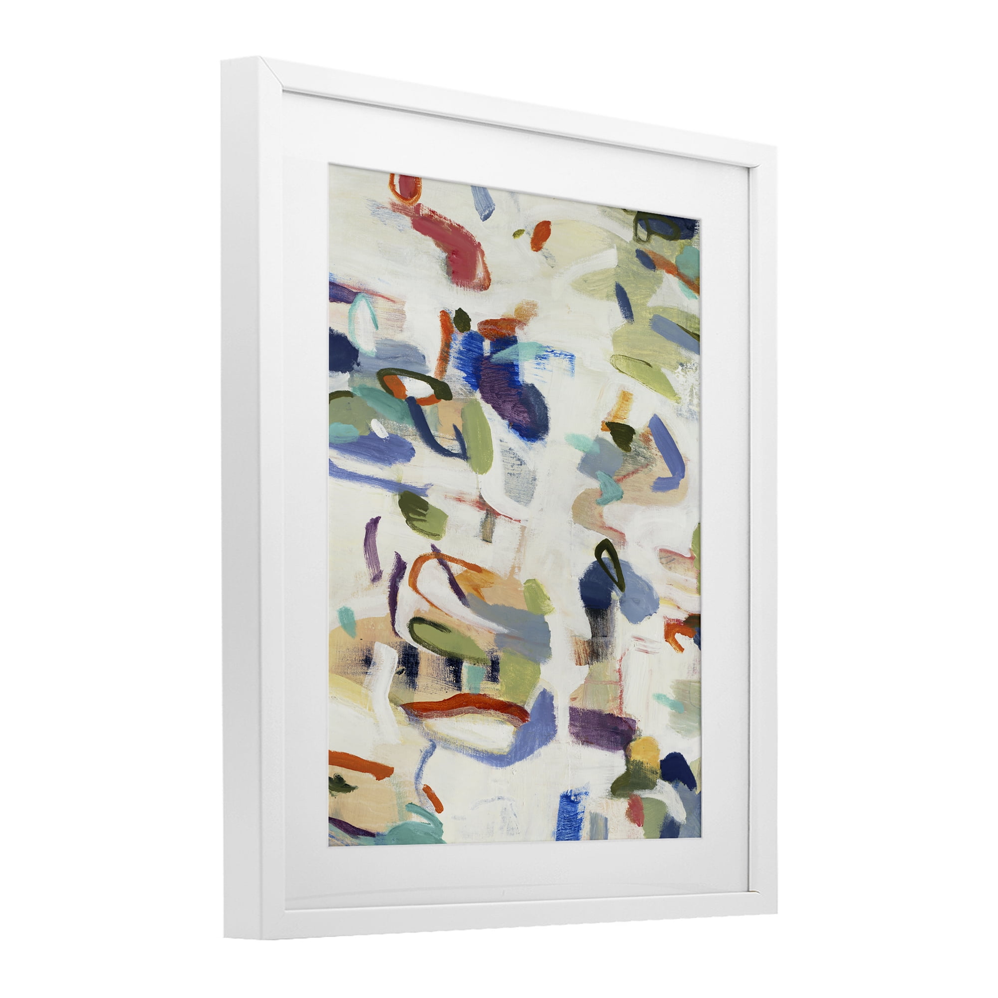 Stupell Industries Expressive Composition Brushstrokes White Framed Print Under Glass, design by Lisa Ridgers