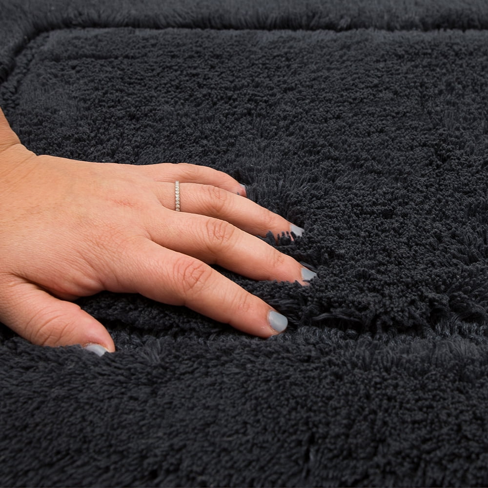 Mohawk Home Regency Plush Stain/Fade Resistant Non-Slip Machine Washable Bath Mat, Charcoal, 2' x 5'