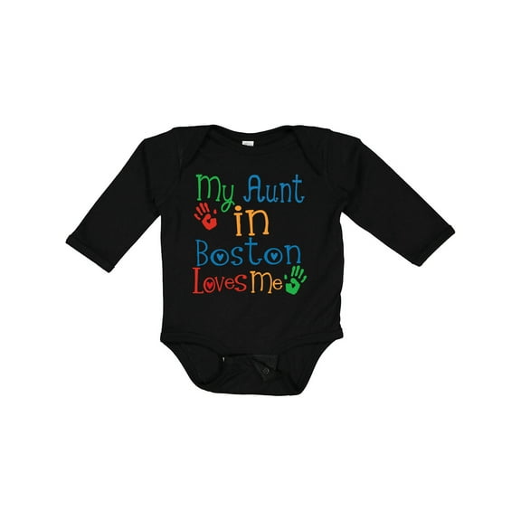 Inktastic My Aunt in Boston Loves Me Boys or Girls Long Sleeve Baby Bodysuit