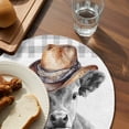 thumbnail image 3 of Western Cow Round 13 Inch Placemats Set of 4, Grey Checkered Farmhouse Art HeatResistant Non Slip Place Mats for Dining Table, Wipeable Braided Kitchen Table Mats for Housewarming, 3 of 9